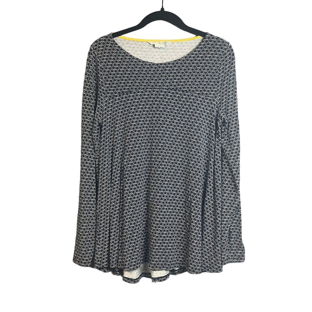 Boden Women's Top US 10 Blue Geometric Viscose with Elastane Stretch